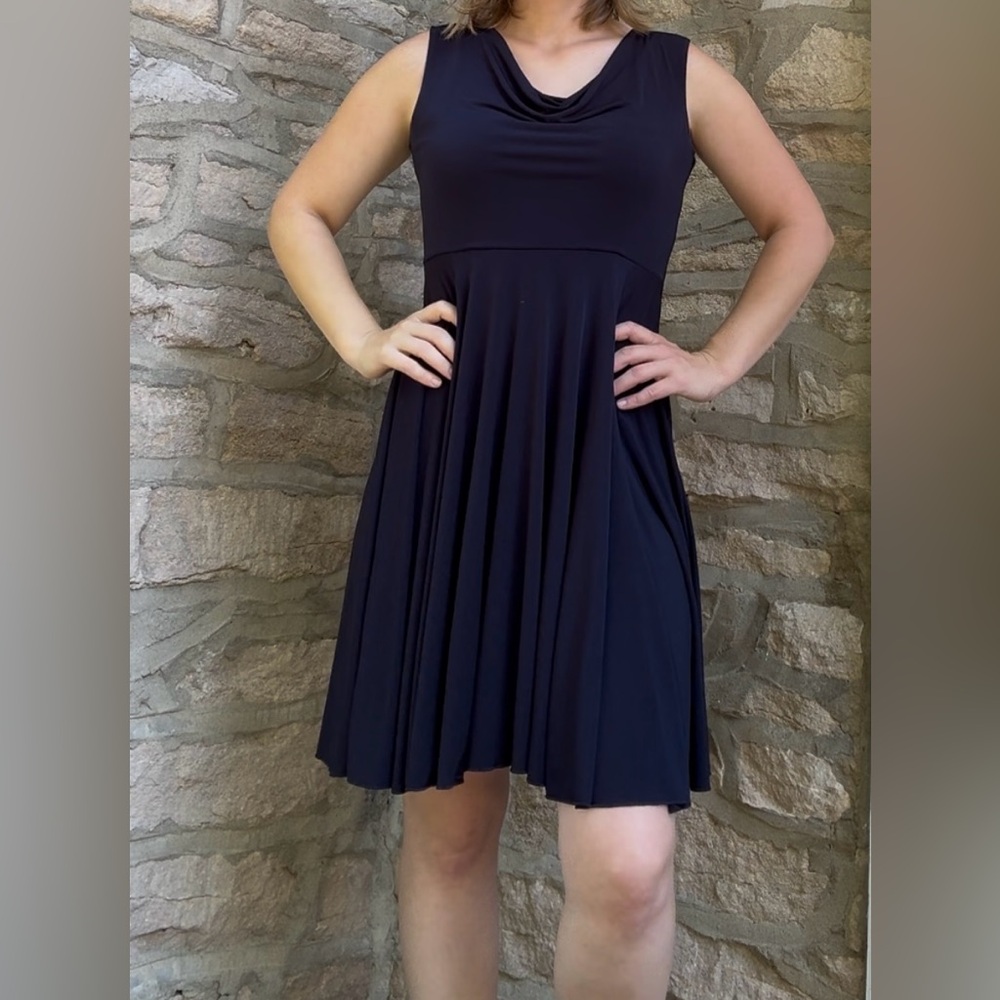 Navy Valerie Bertinelli Scoop Dress